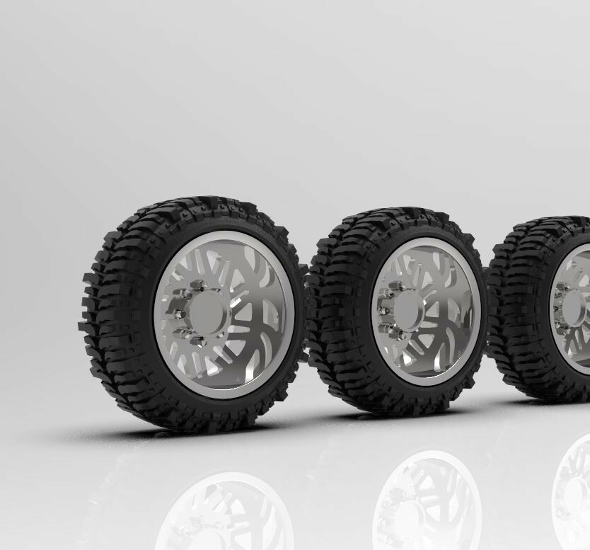 1:64 26” Force Truck Wheel And “Bogger” Set of four wheels and tires