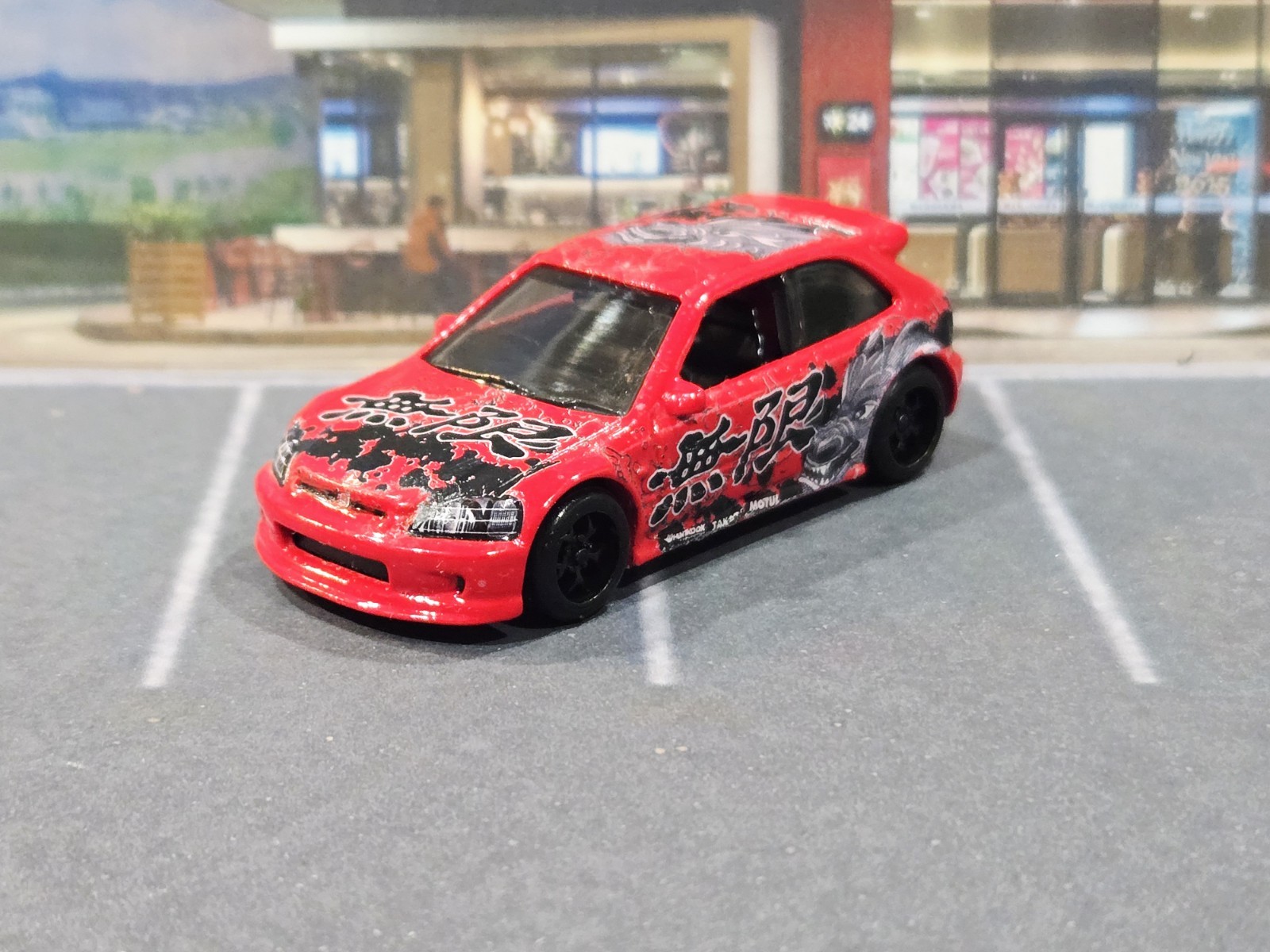 😎👍 CUSTOM Hot Wheels ’99 Honda Civic Type R (EK9) New Red Paint Real Riders