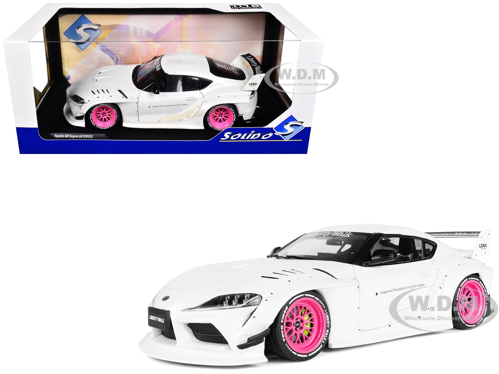 2025 TOYOTA GR SUPRA “LIBERTY WALK” WHITE 1/18 DIECAST MODEL BY SOLIDO S1815502