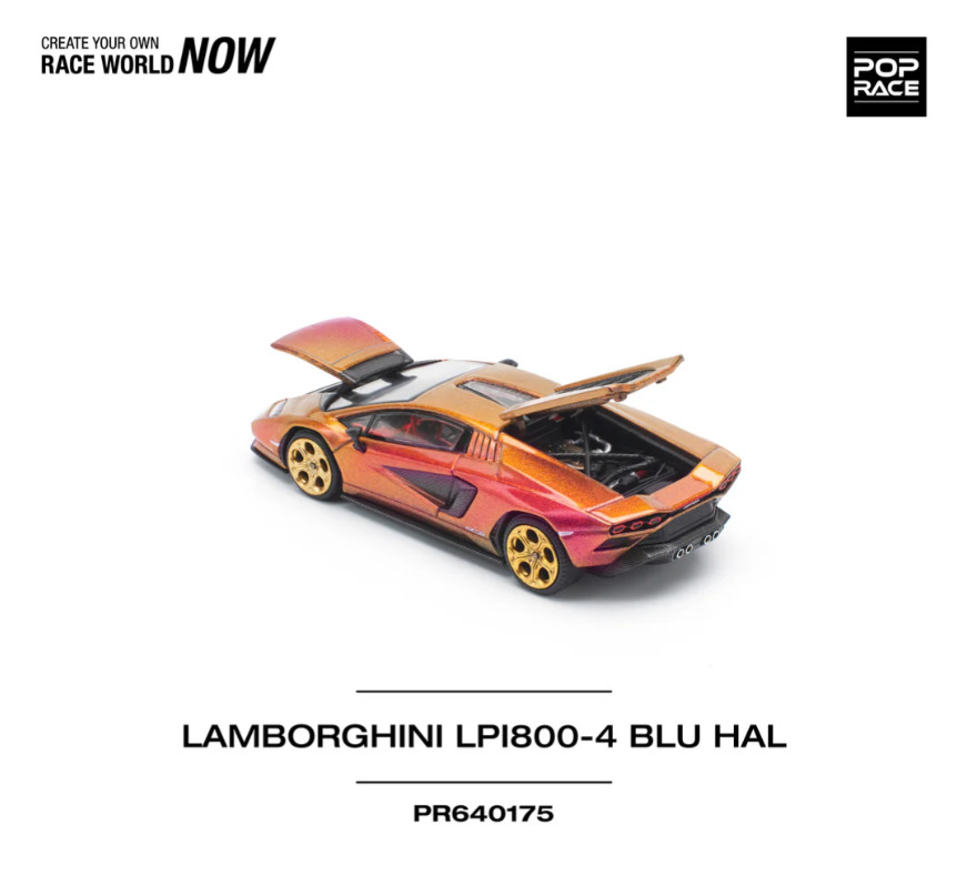 Pop Race Lamborghini Countach LP800-4 Blu Hal 640175 1/64