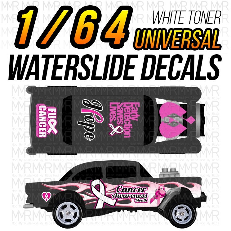 1/64 Scale BREAST CANCER Custom White Toner Universal WaterSlide Decals for Hot
