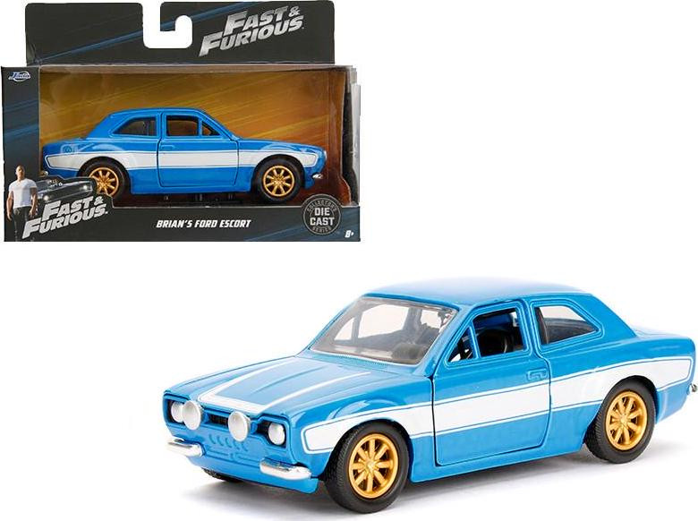 Brian’s Ford Escort Light Blue with White Stripes Fast and Furious Movie 1/32 by