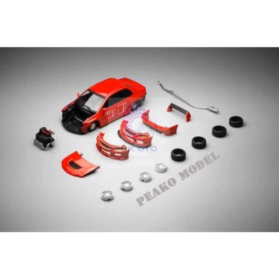 **RARE** Y.E.S. Model x Peako 1:64 Mitsubishi Lancer Evolution 9 Ralliart Red