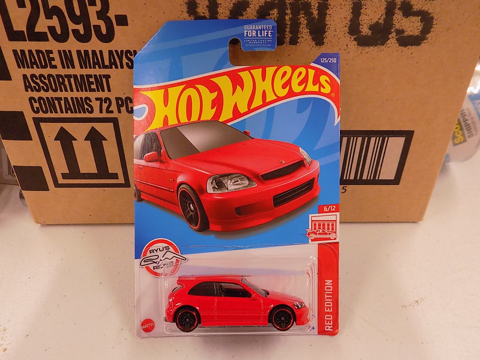 Hot Wheels 2022 Mainline Target Red Edition ’99 Honda Civic Type R EK9 Red #125