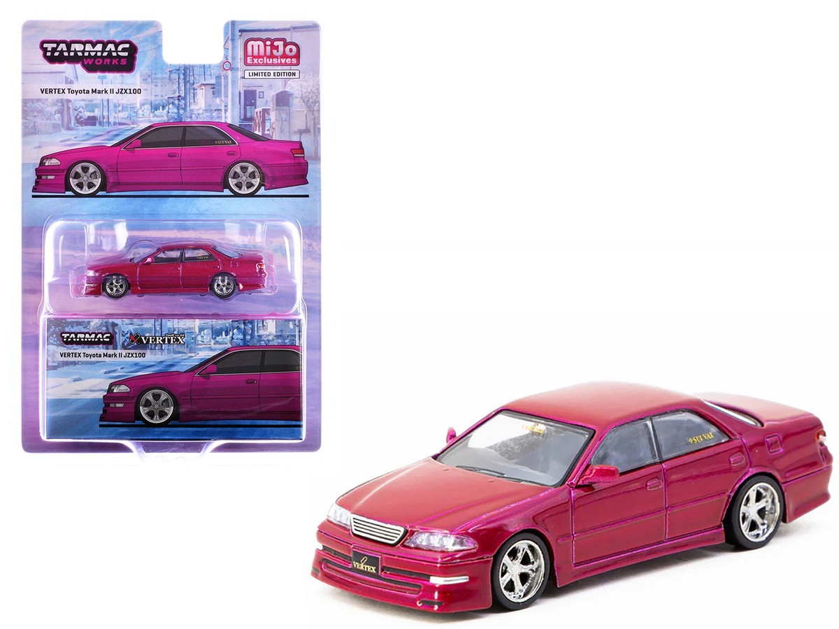 TARMAC WORKS VERTEX TOYOTA MARK II JZX100 1/64 DIECAST RED METALLIC T64G-024-RE