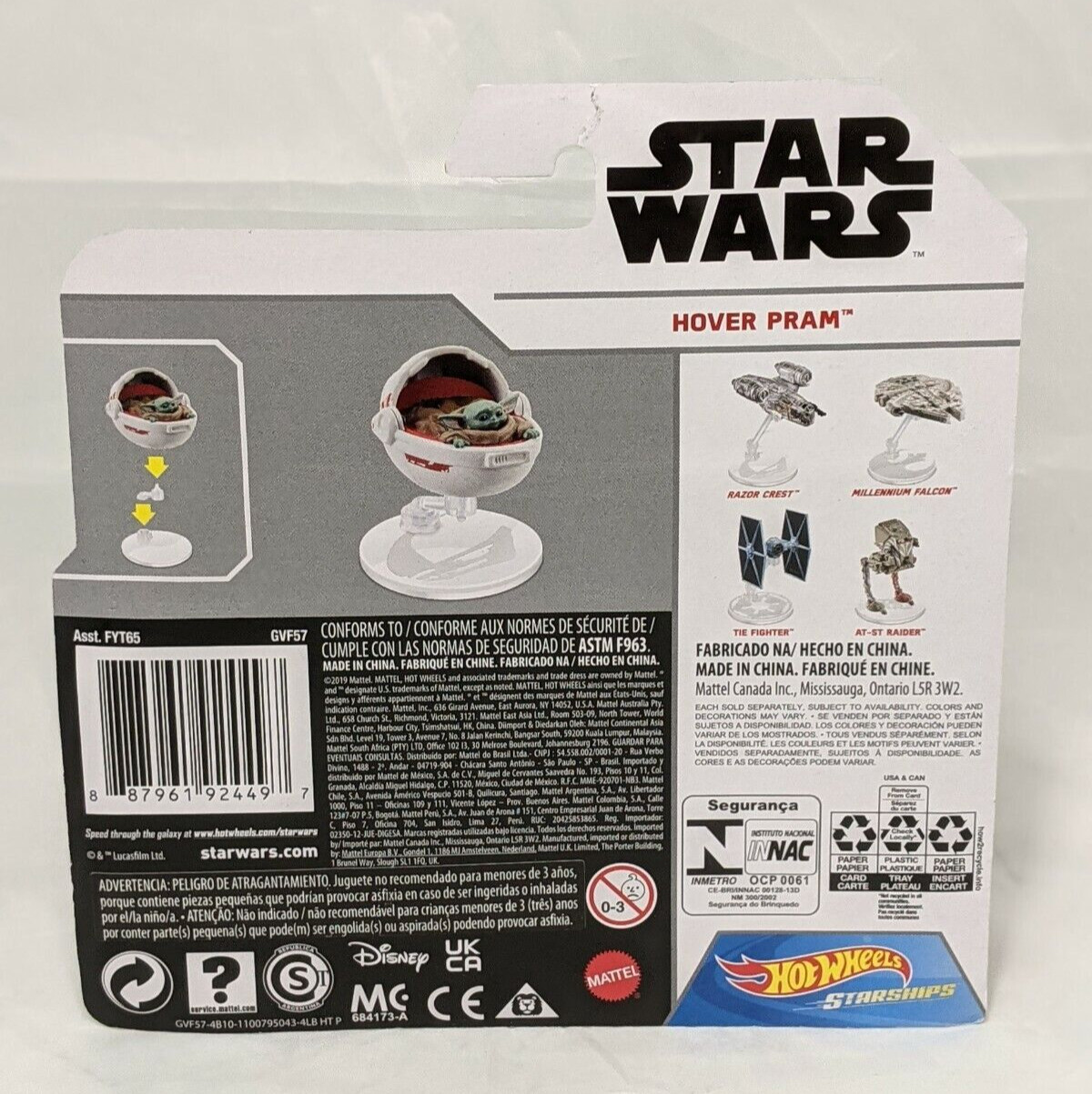 Star Wars Starships Hot Wheels The Child Hover Pram Mandalorian Baby Yoda