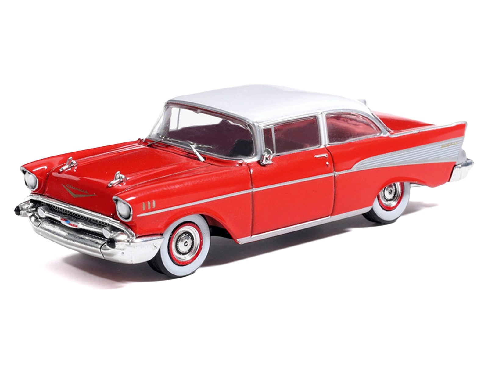 1957 CHEVROLET BEL AIR RED 1/64 DIECAST MODEL CAR BY IXO IA64008