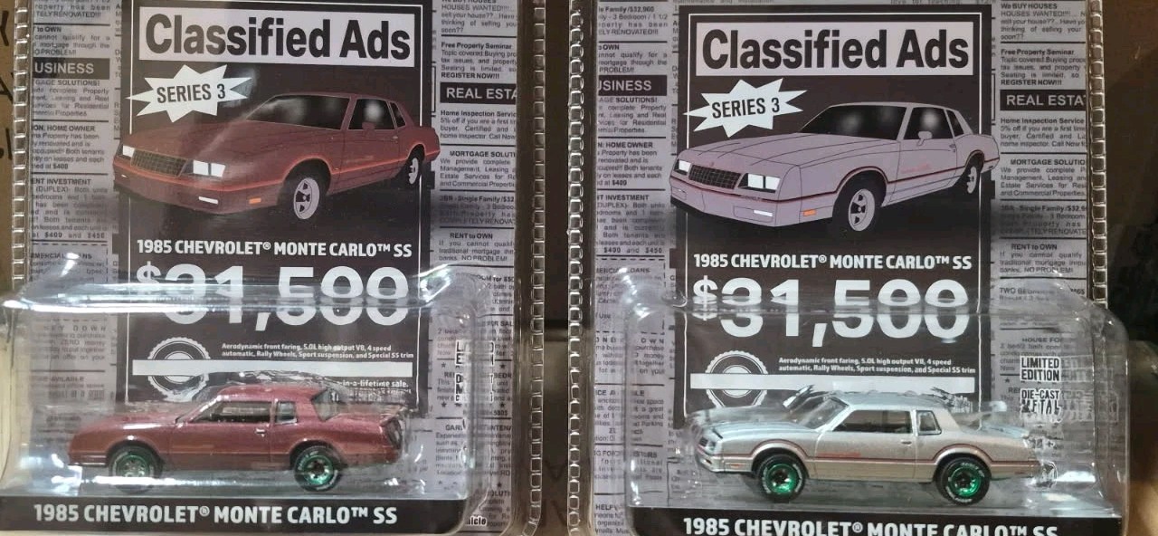 GREENLIGHT 1/64 GREEN MACHINE 1985 CHEVY MONTE CARLO SS LOT 1/64 DIECAST SET