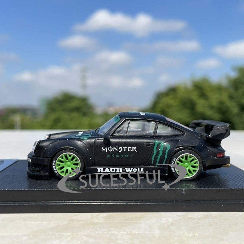 Black Green Monster Energy RWB 930 Porsche ModelCollect 1:64 Diecast NIB
