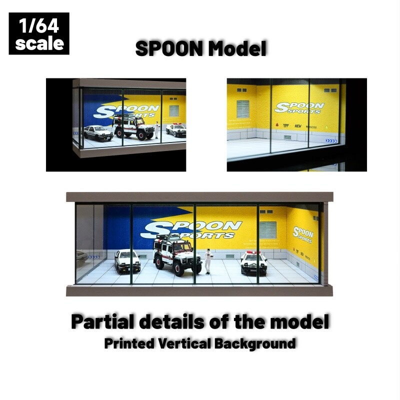 Diorama 1/64 Car Garages Model LED Lighting City Car Showroom Display Model Toys