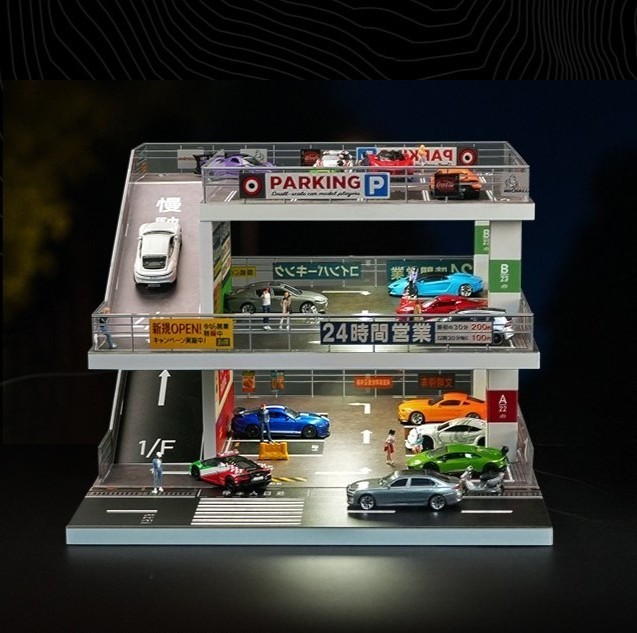 1/64 Diorama Diecast Car Garage Model Multi-Layer Car Parking Lots Display Scene