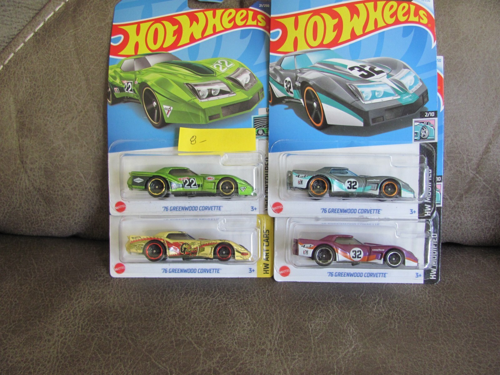 HOT WHEELS Set of 4 – 1976 Greenwood Chevy Corvettes NEW Nice