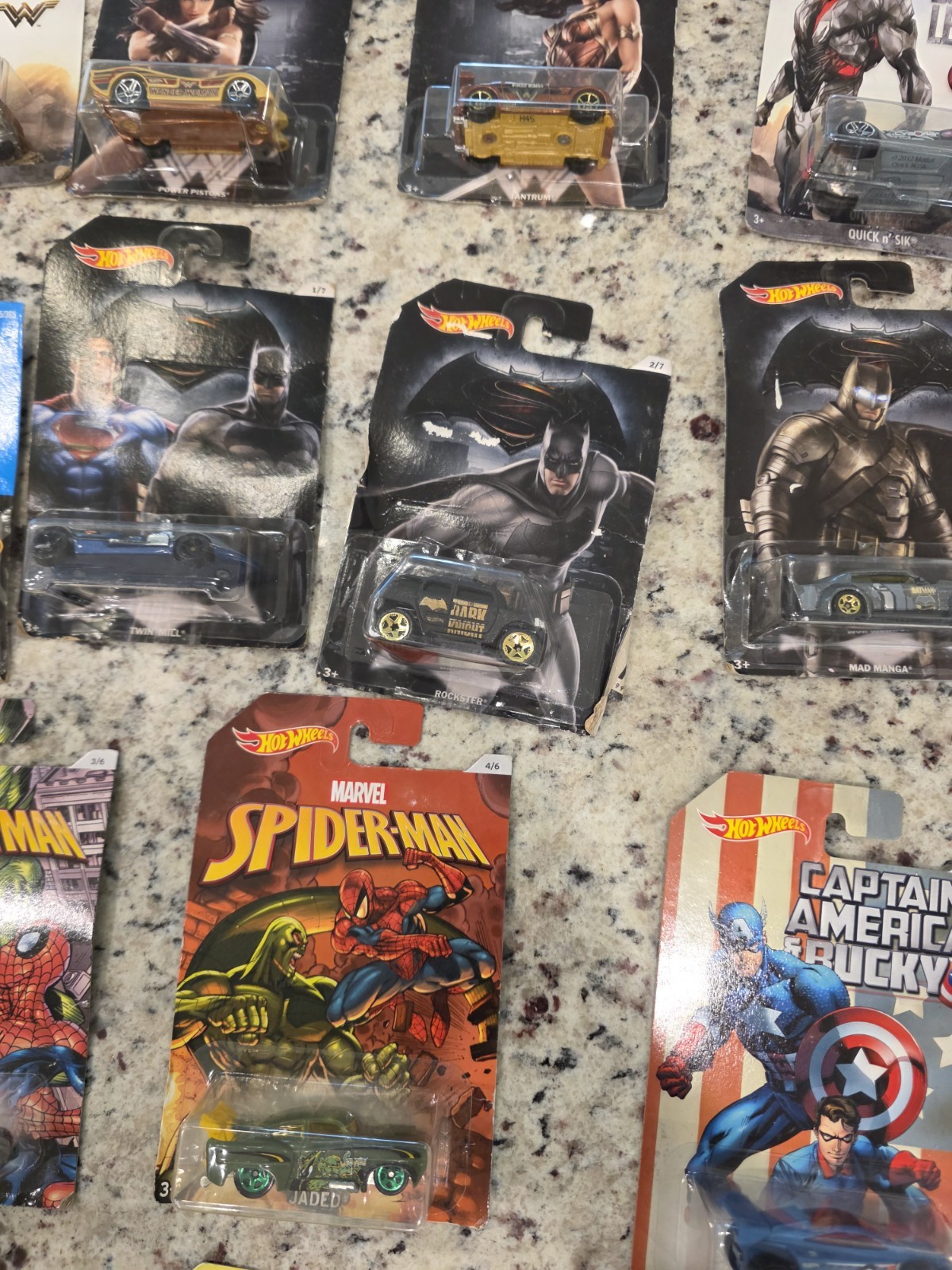 Hot Wheels DC Marvel Character Cars Lot of 18 Batman Superman Spider-Man Justice