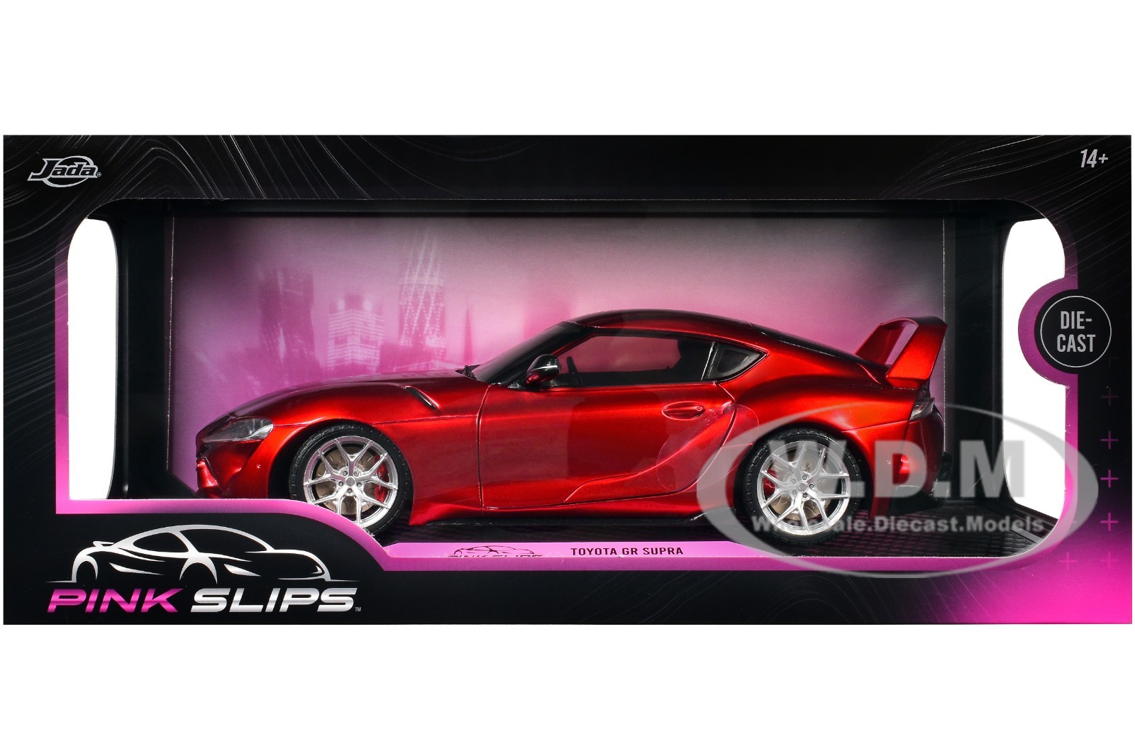 TOYOTA GR SUPRA RED METALLIC 1/18 DIECAST MODEL CAR BY JADA 36468