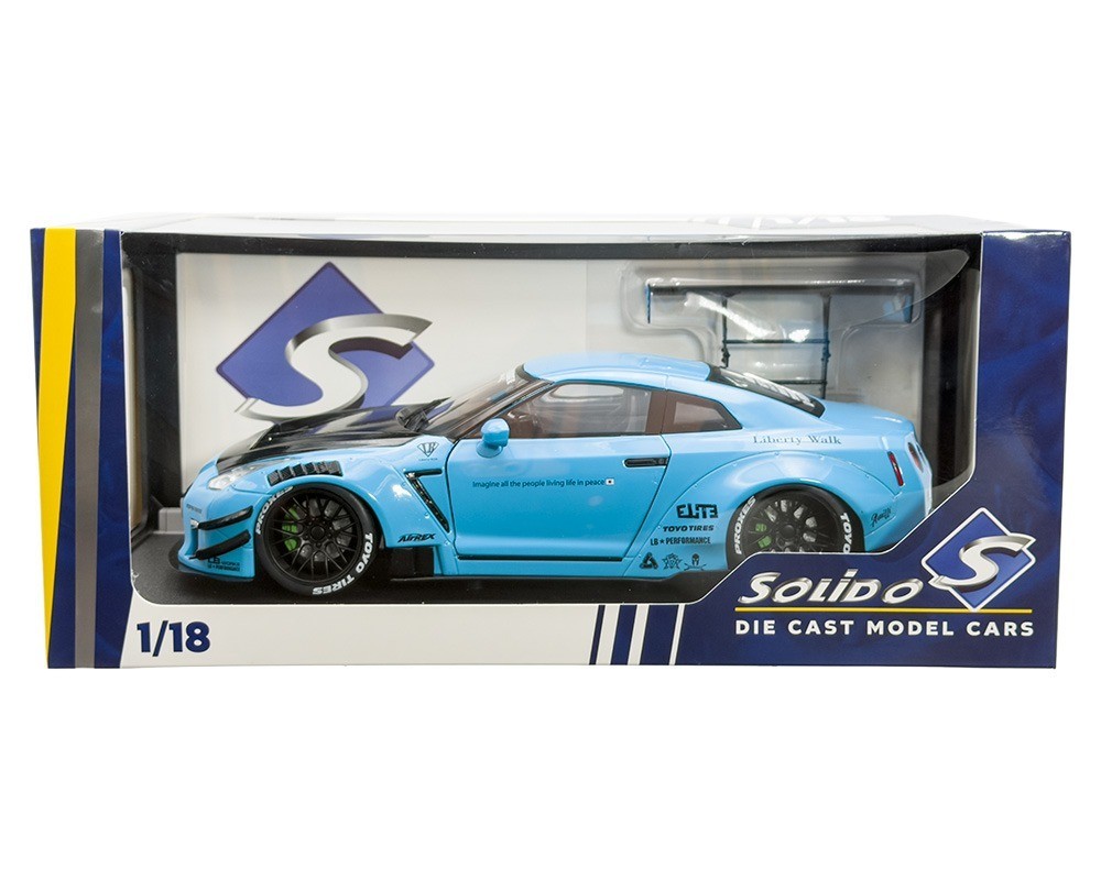 2023 NISSAN GT-R (R35) LIBERTY WALK 2.0 RHD BABY BLUE 1/18 BY SOLIDO S1805817-7B