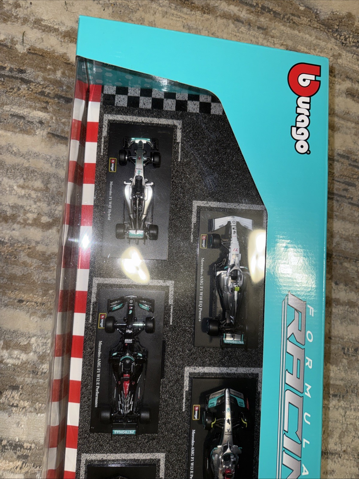 New Burago Mercedes AMG Petronas Racing Formula 1 F1 1:43 Scale Die Cast 6 Pack!