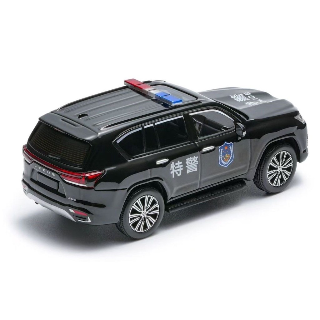 Masdi 1:64 Black Police 2022 LX600 Luxury SUV Sport Model Diecast Display Car