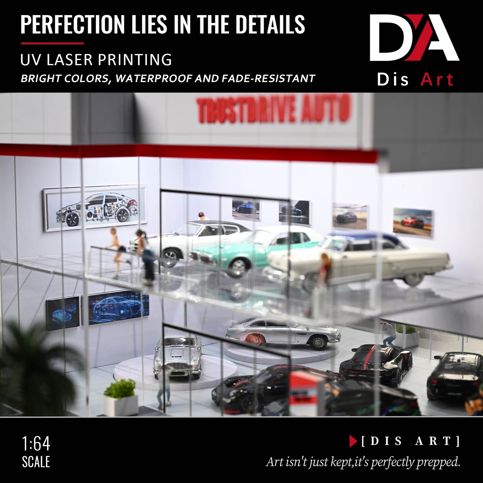 1/64 Diorama 2-Layer Showroom Scene Parking Lot Model LED Light Car Garage Model