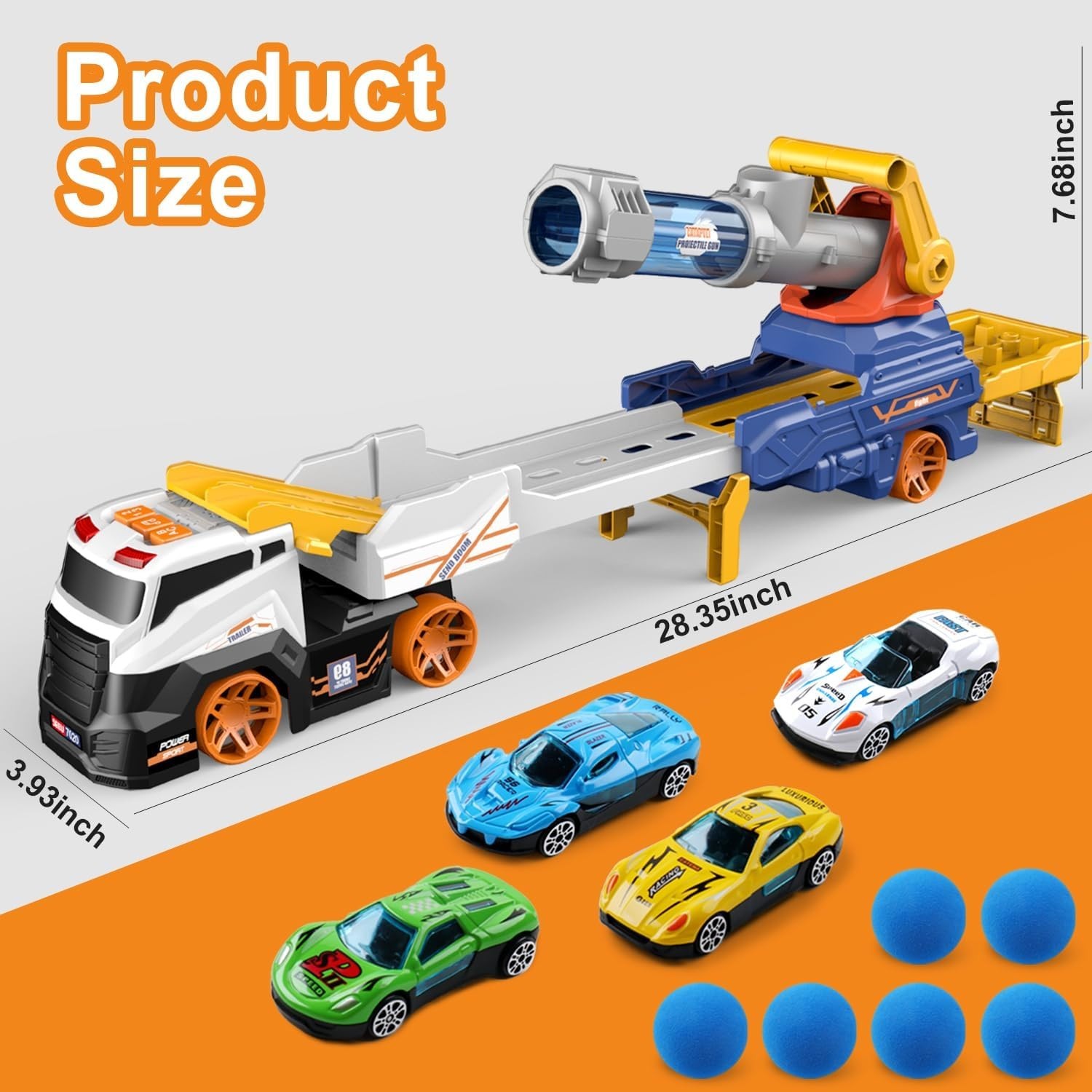 Interactive Ejection Truck Toy with Racing Cars for Boys and Girls Ages 3 Plus