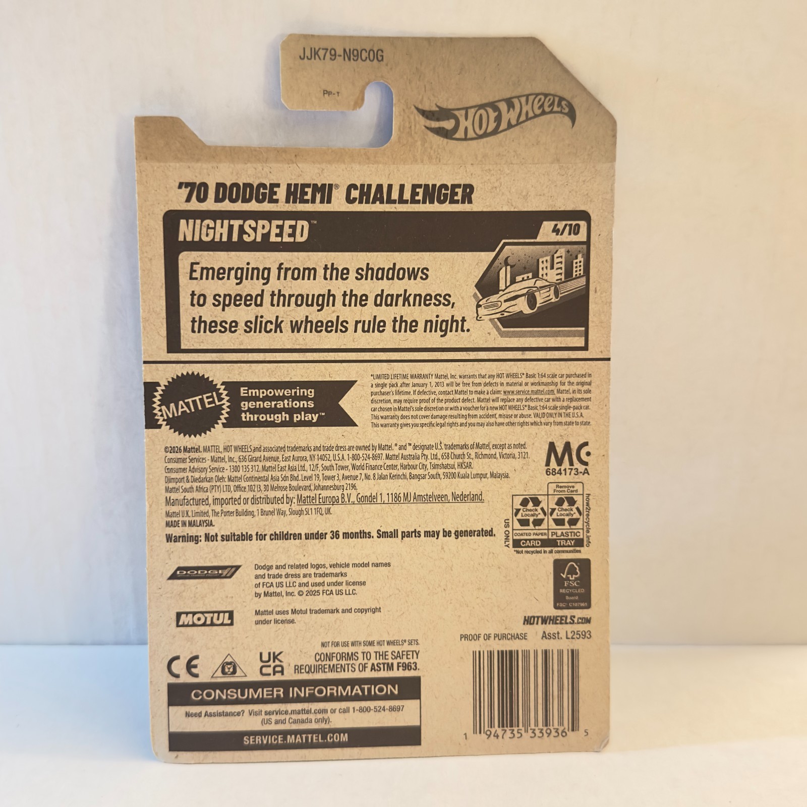 2026 Hot Wheels ’70 Dodge Hemi Challenger 36/250 Mattel Diecast Vehicle New