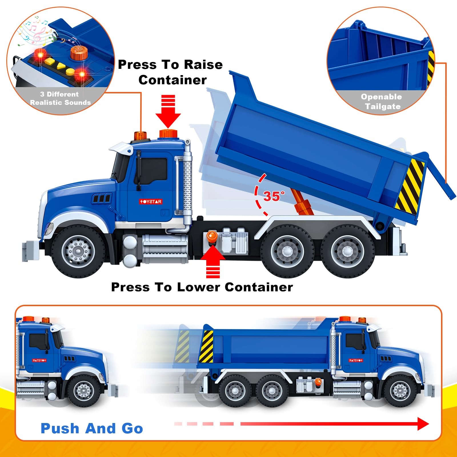 Large Dump Truck Toy for 3 4 5 6 7 Years Old Boy, Truck Toy with Sound and Li…