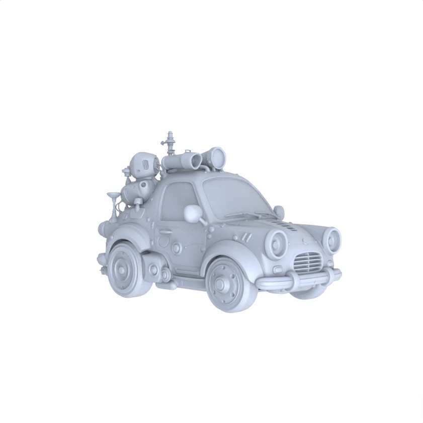 MRY-SFW 1/160 Unfinished Cute Steampunk Mini Car for Steampunk Scene Projects