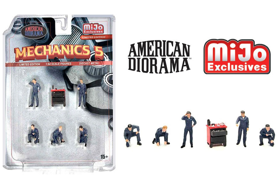 American Diorama 1/64 MECHANICS 5 Die Cast FIGURES #AD-2435MJ
