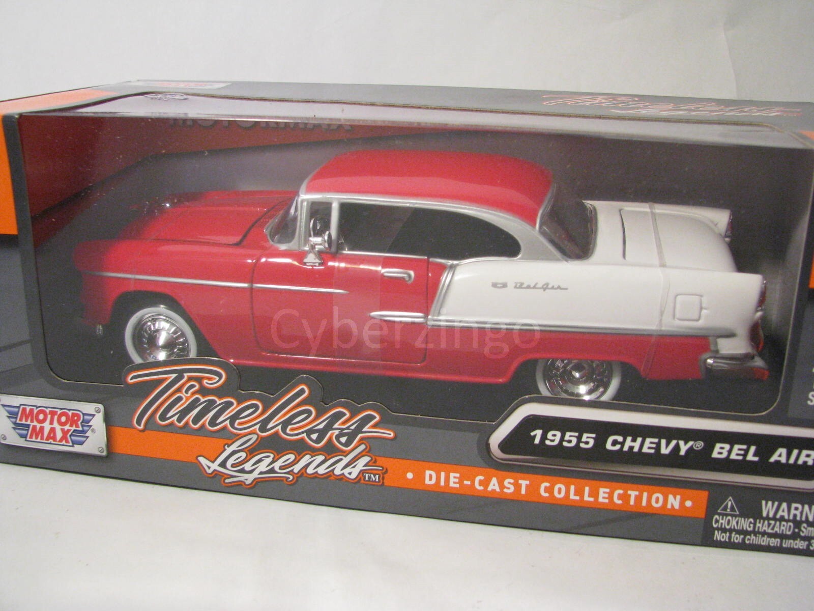 MotorMax 1955 Chevy Bel Air Red And White 1:24 Diecast Model PREOWNED