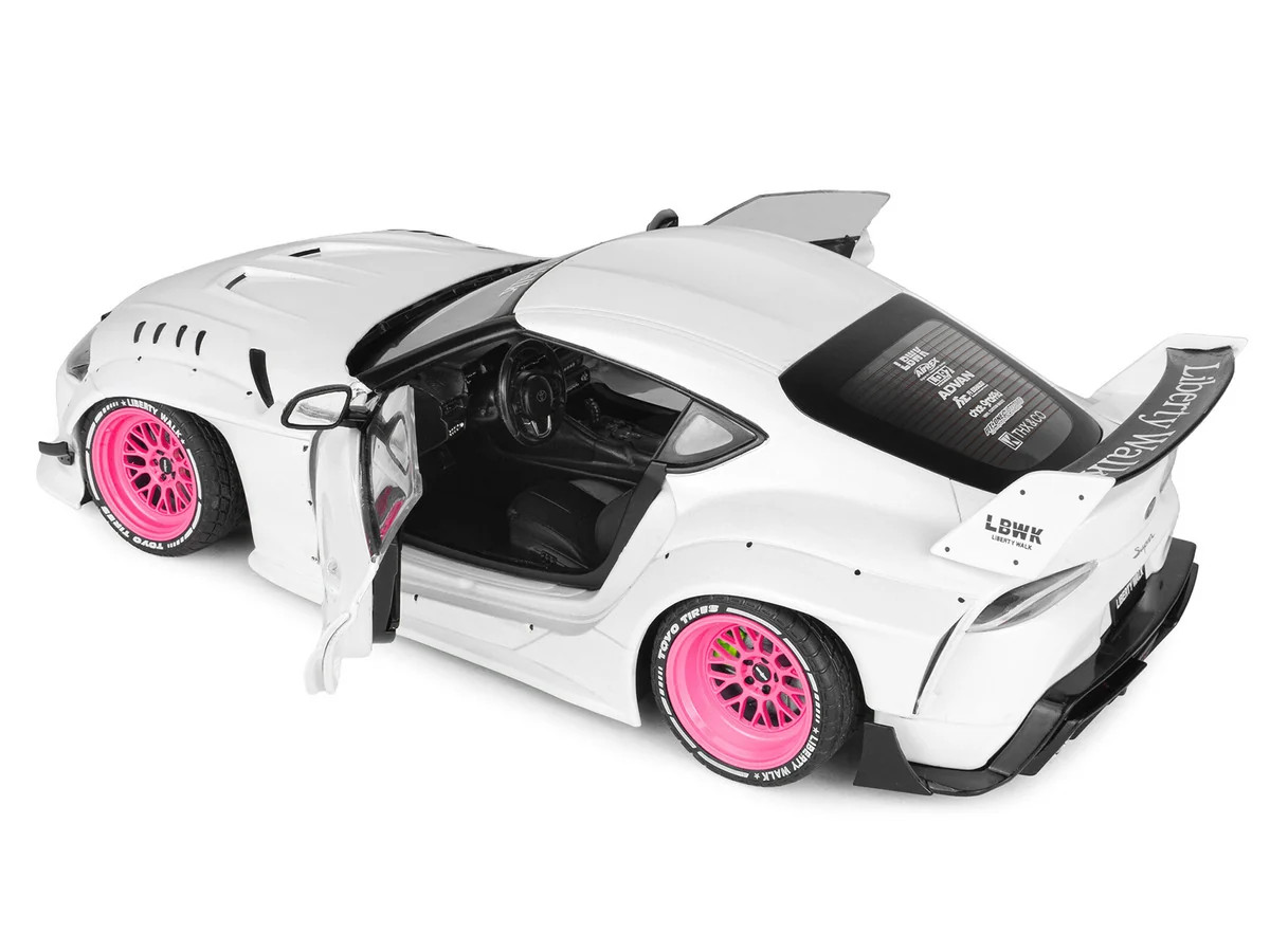 2025 Toyota GR Supra “Liberty Walk” Body Kit White Metallic with Pink Wheels 1/