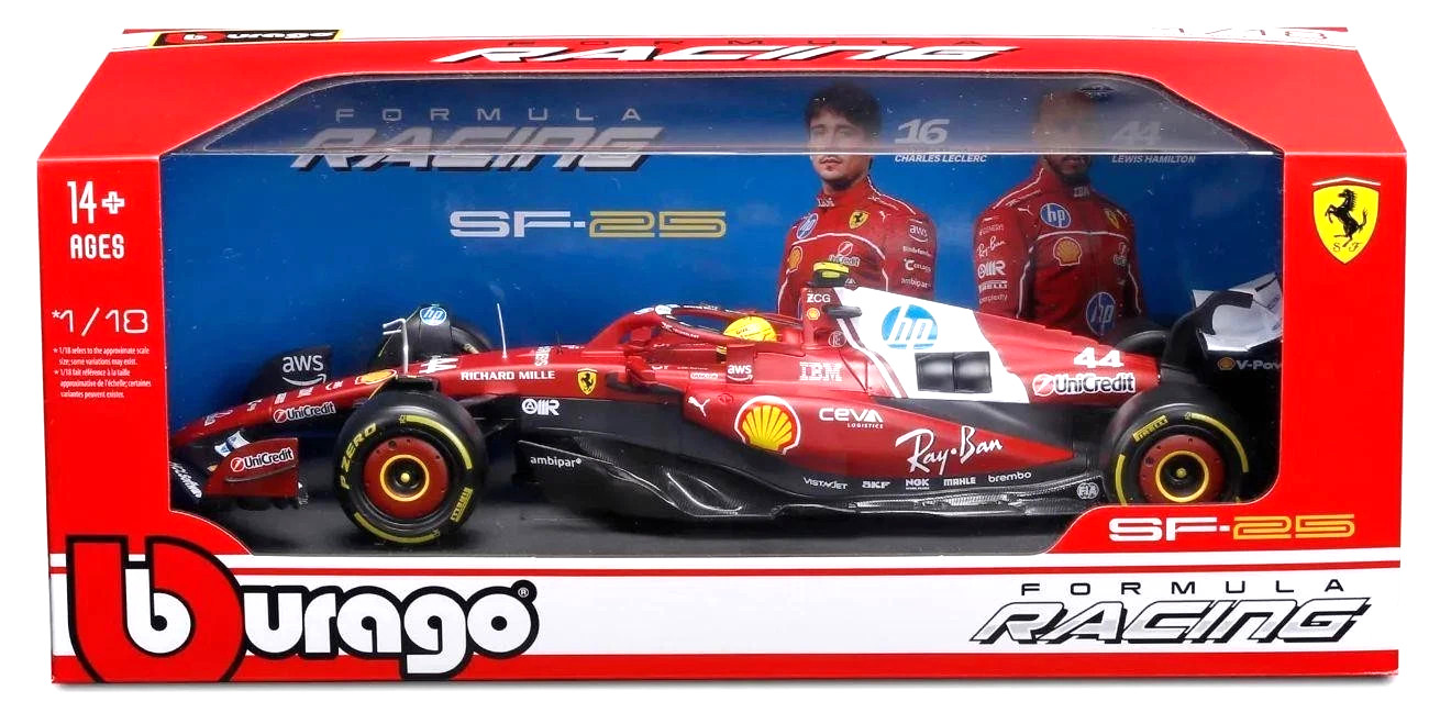 Ferrari SF-25 #44 Lewis Hamilton Formula 1 Race Car 2025 1/18 Diecast Burago