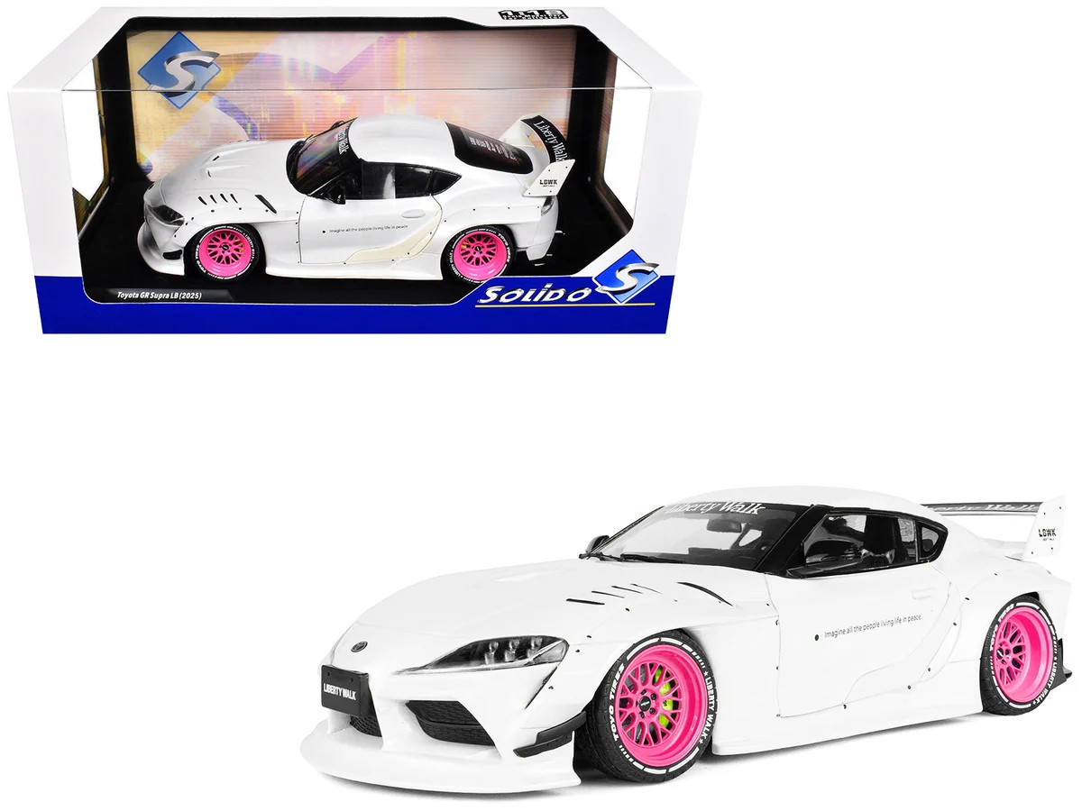 2025 Toyota GR Supra “Liberty Walk” Body Kit White Metallic with Pink Wheels 1/