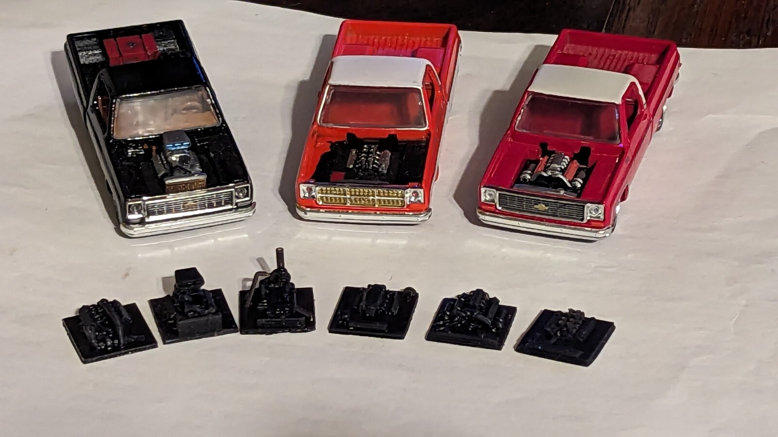 Custom 3D printed engines for M2 square body LOT of 6 (Painted)