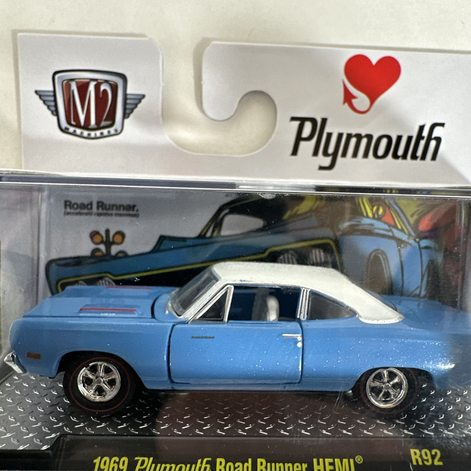 1969 Plymouth Road Runner HEMI Blue/White M2 Machines R92 25-49 New in Package