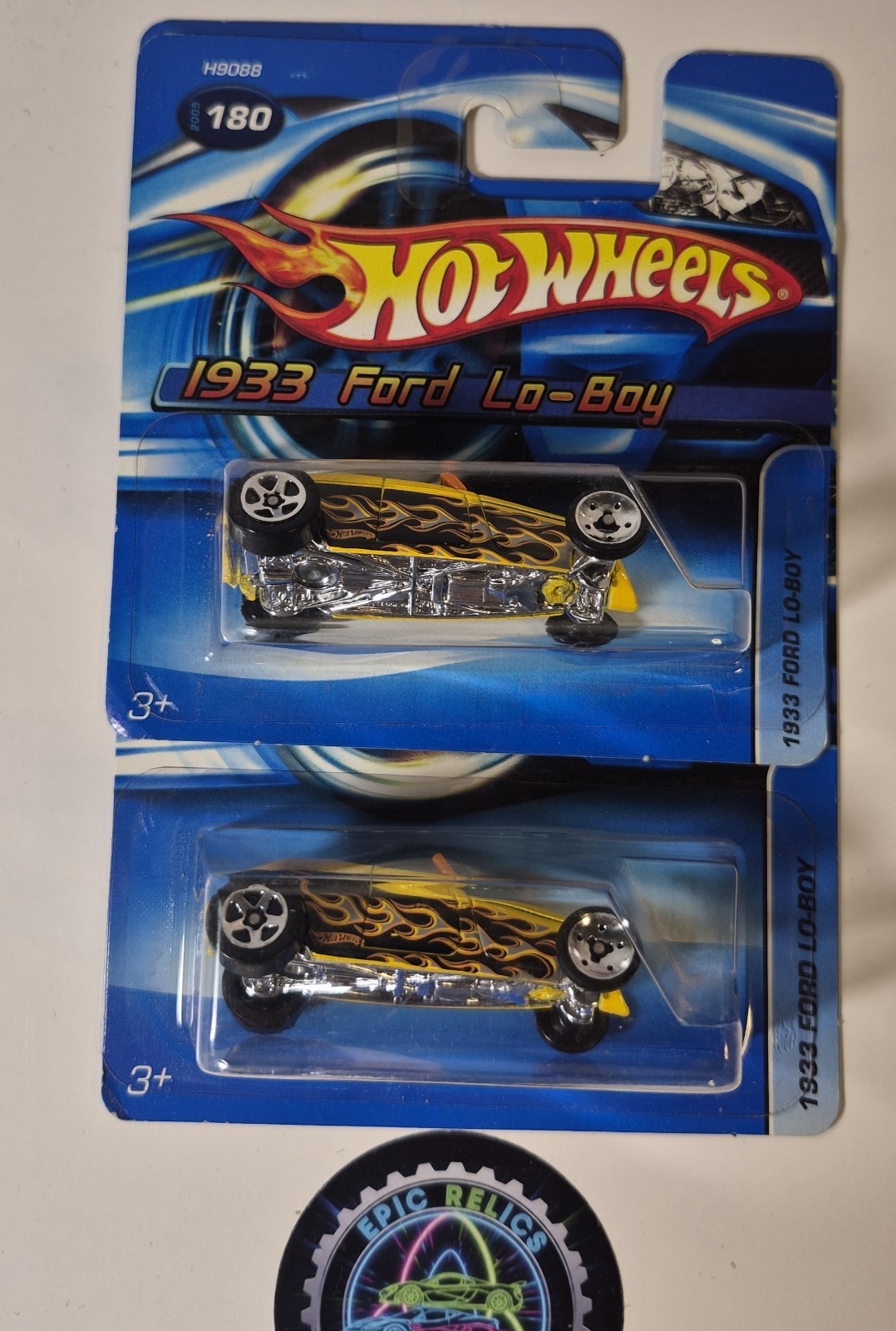 🌟BOTH! HotWheels 2005 1933 Ford Low Boy, Reg & Short Card, 👀 W/ Protector‼️