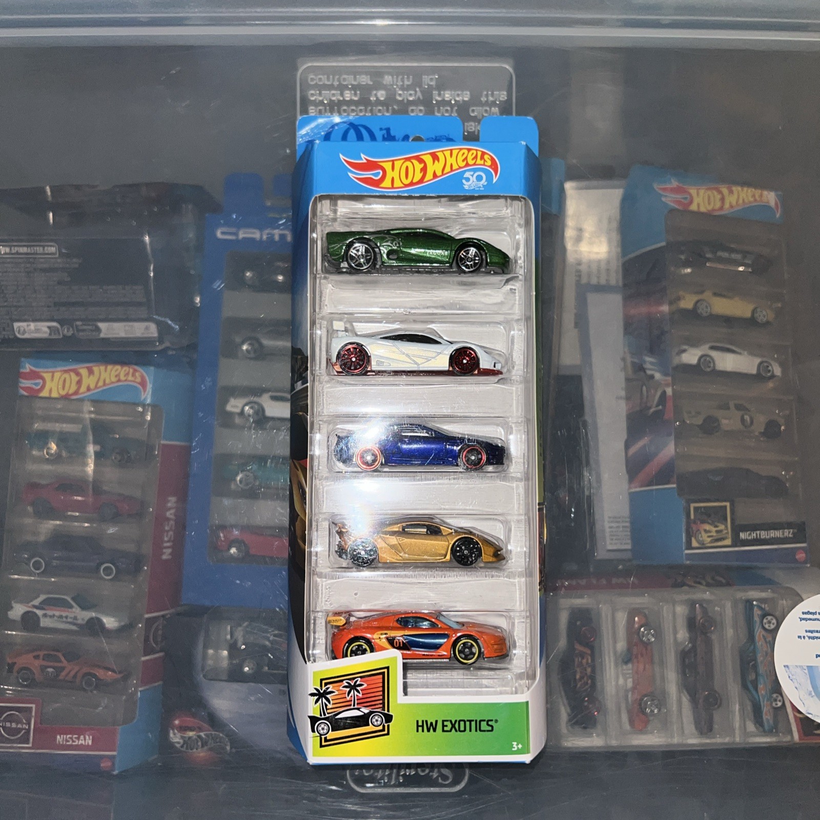 Hot Wheels HW Exotics 1:64 Diecast 5-Pack Jaguar McLaren Aston Lamborghini