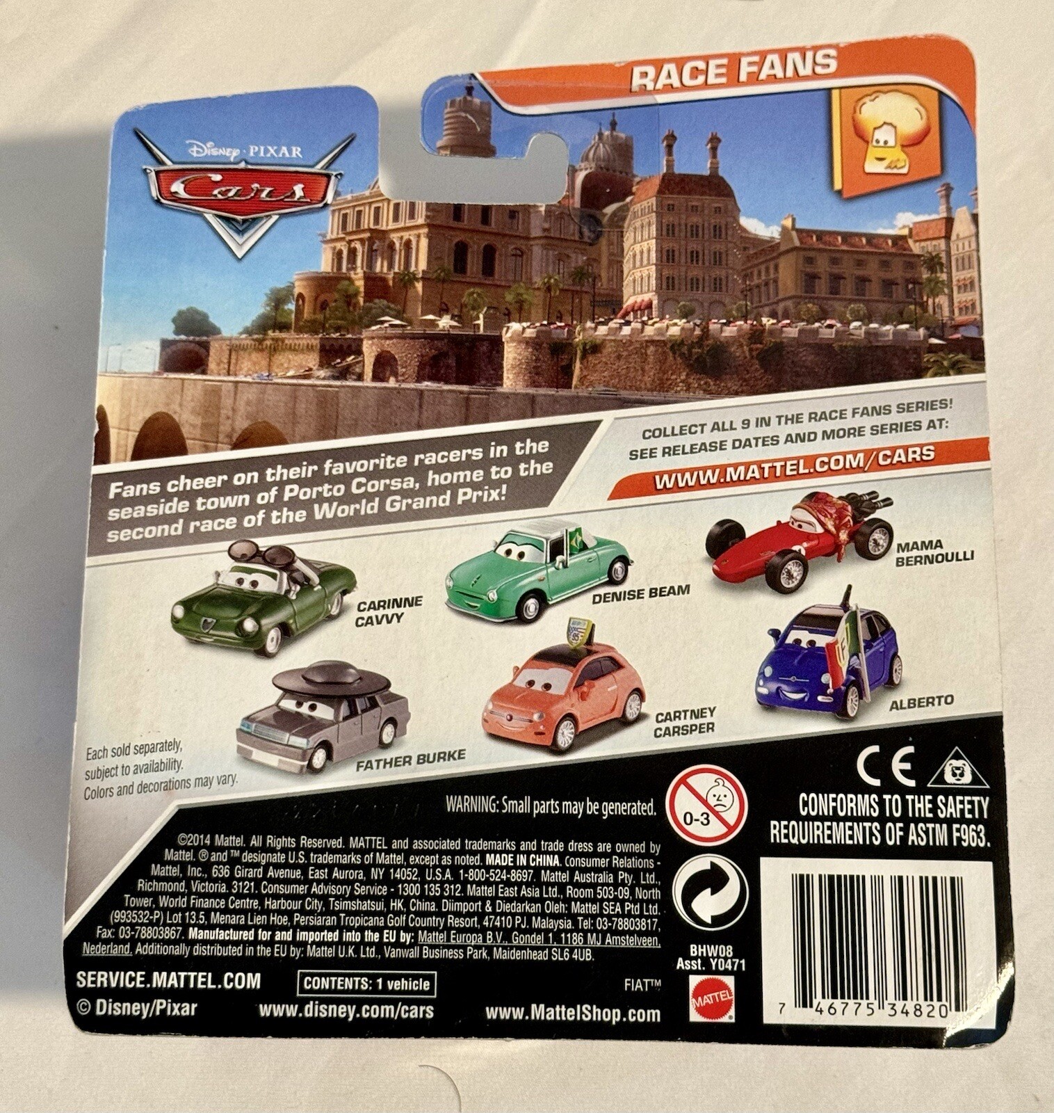 Mattel Disney Pixar Cars ALBERTO Race Fan Sealed On Card