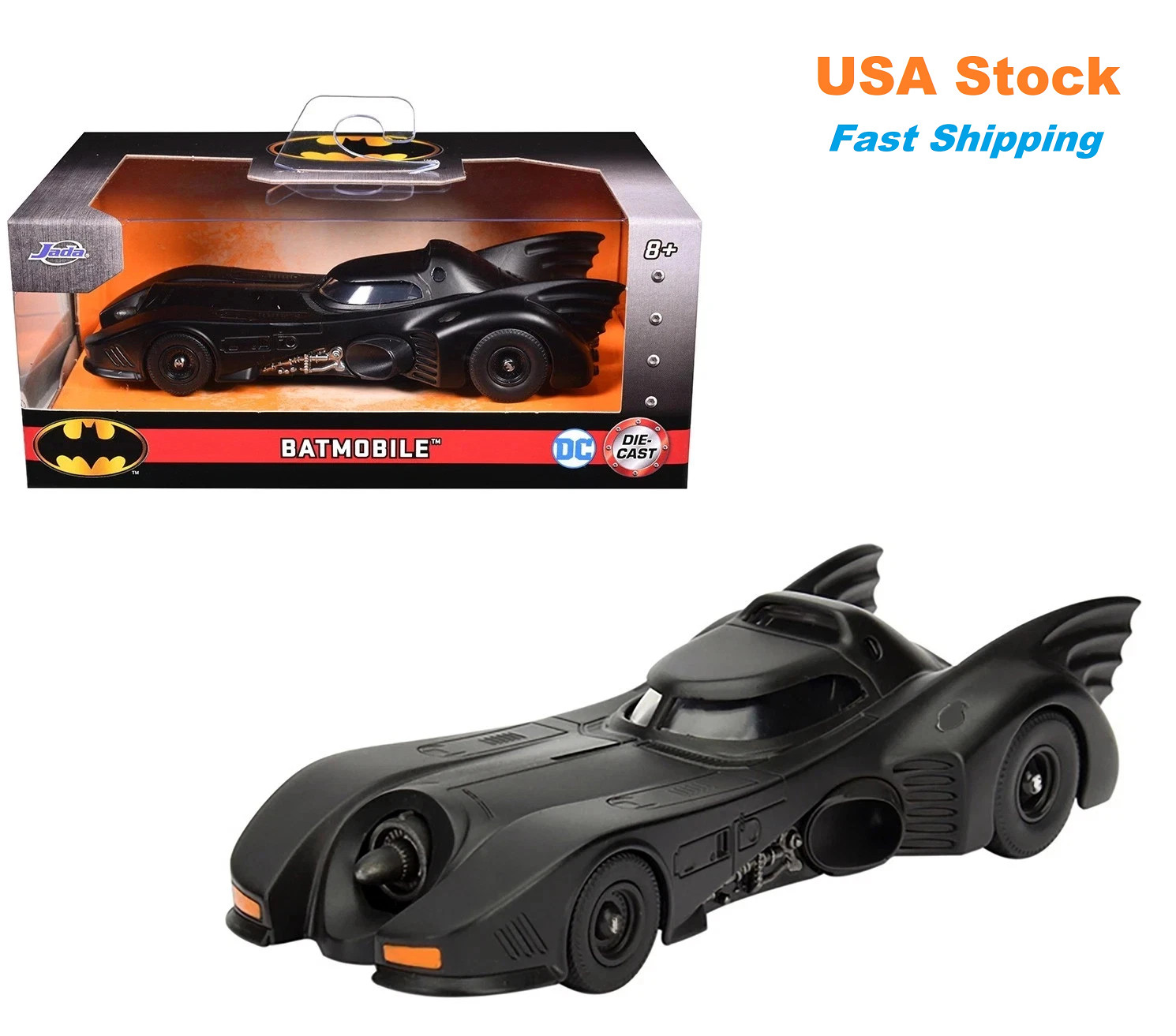 Batman Batmobile, 1989 Batmobile, Jada 98226 Diecast Model Toy Car, 5″, 1/32 NIB
