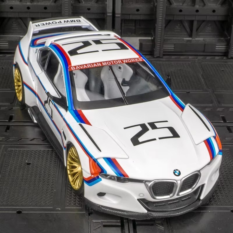 1:24 BMW 3.0 CSL Racing Car Alloy Model Diecast with Sound Light Kids Gift NEW
