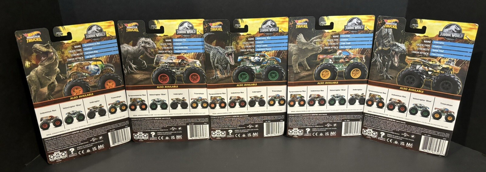 Jurassic World Mega Lot-T-Rex 1:24 Truck,H.W. 5 Car Set,Funko Pop,5 1:24 Trucks,