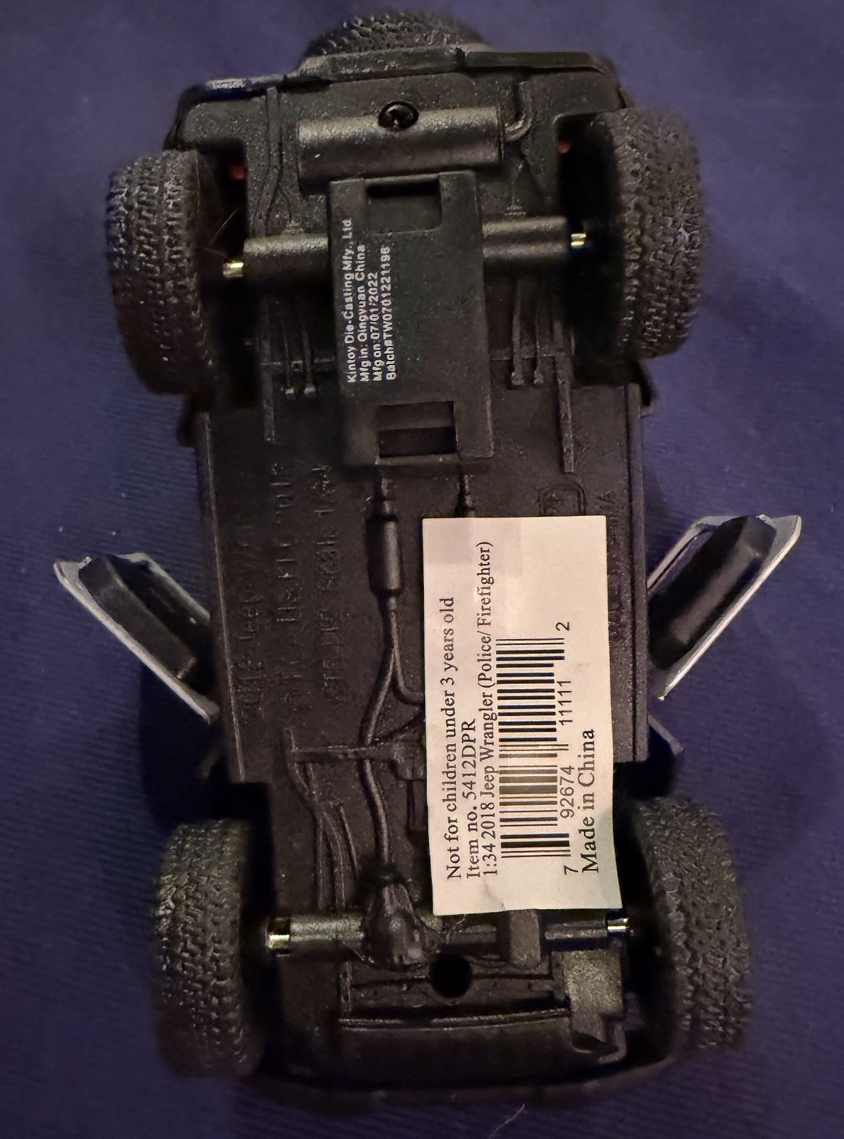 2018 Jeep Wrangler Rubicon 1/34 Die-Cast Model Car Doors Open Police Car