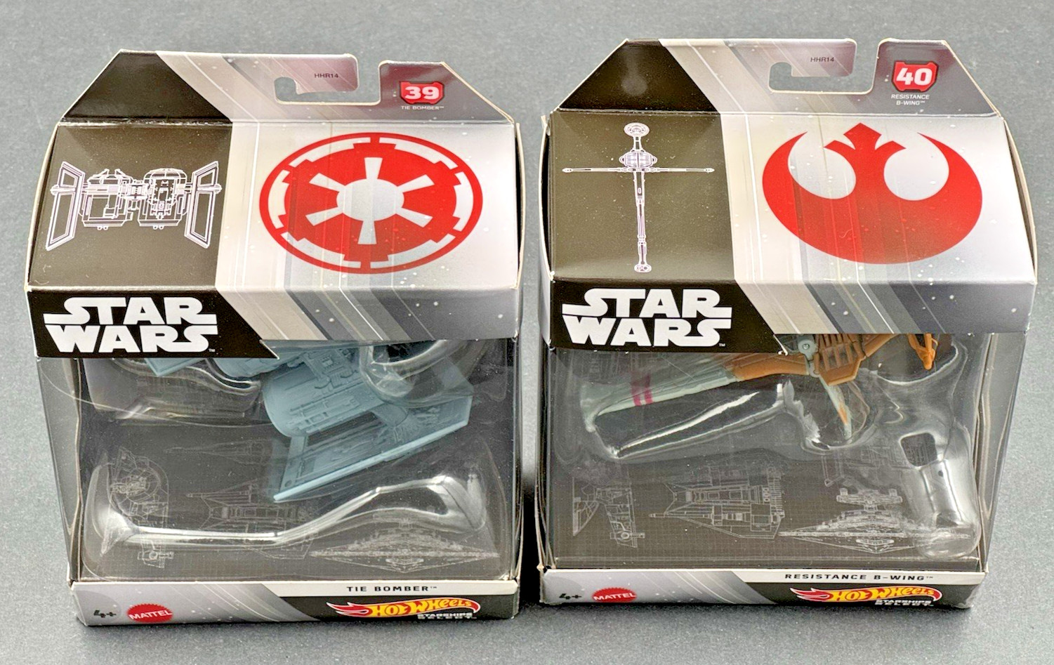 Star Wars Hot Wheels Starships Select Set of 2 Resistance B-Wing & Tie Bomber