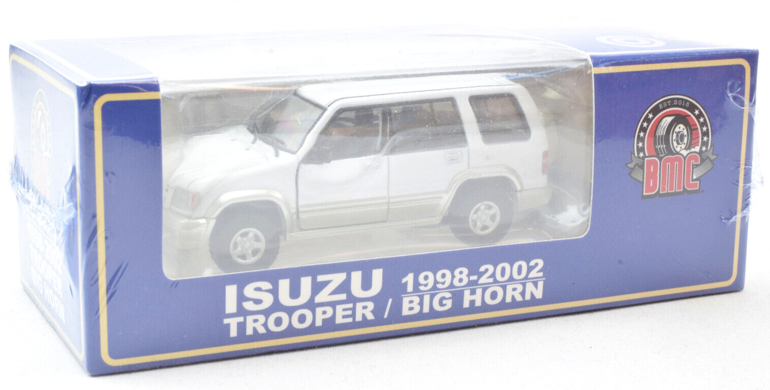 BM Creations 1998-2002 Isuzu Trooper / Big Horn White LHD 1:64 Scale Diecast Car