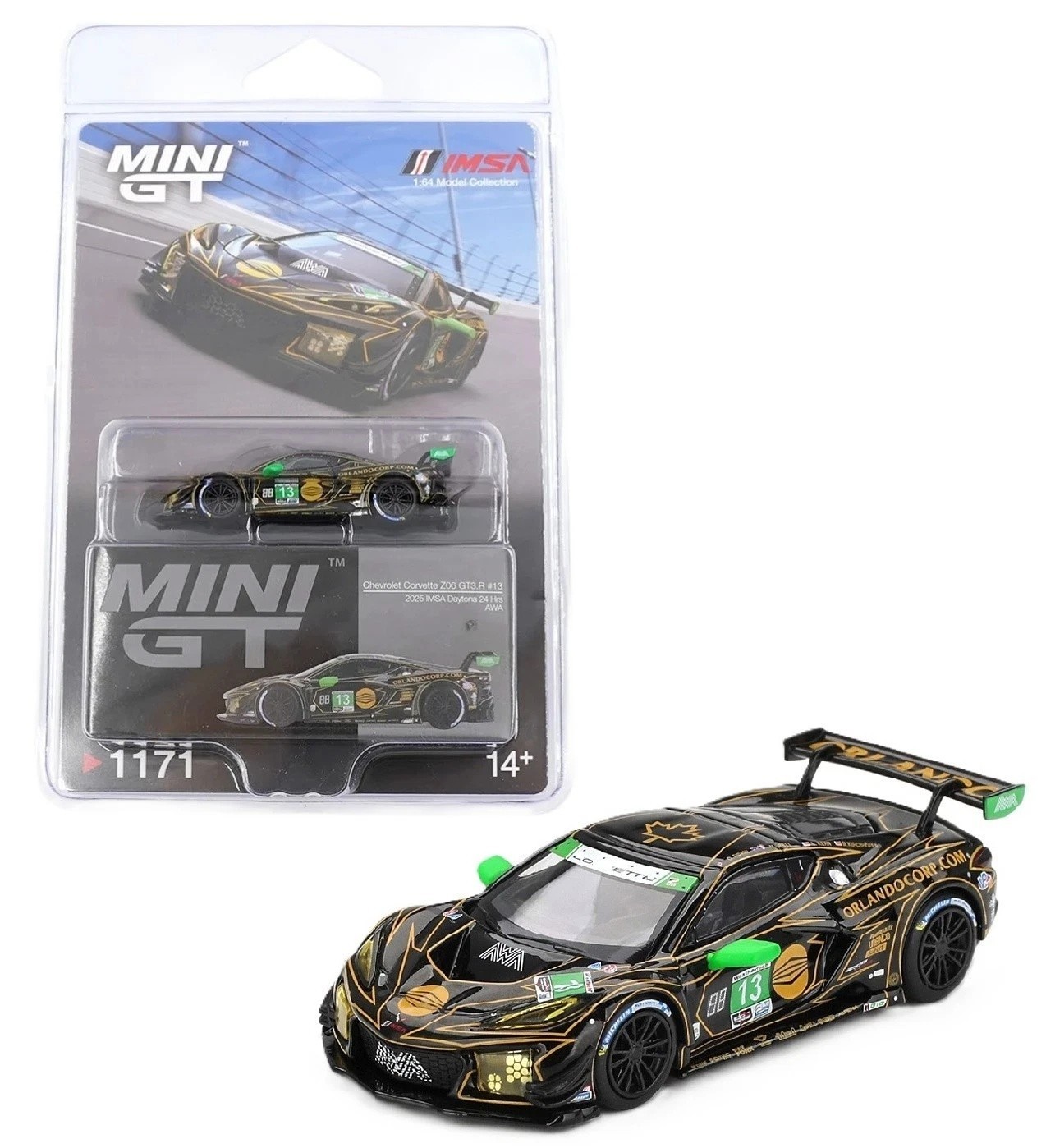 MINI GT CHEVROLET CORVETTE Z06 GT3.R #13 AWA 2025 IMSA DAYTONA 1/64 MGT01171-P12