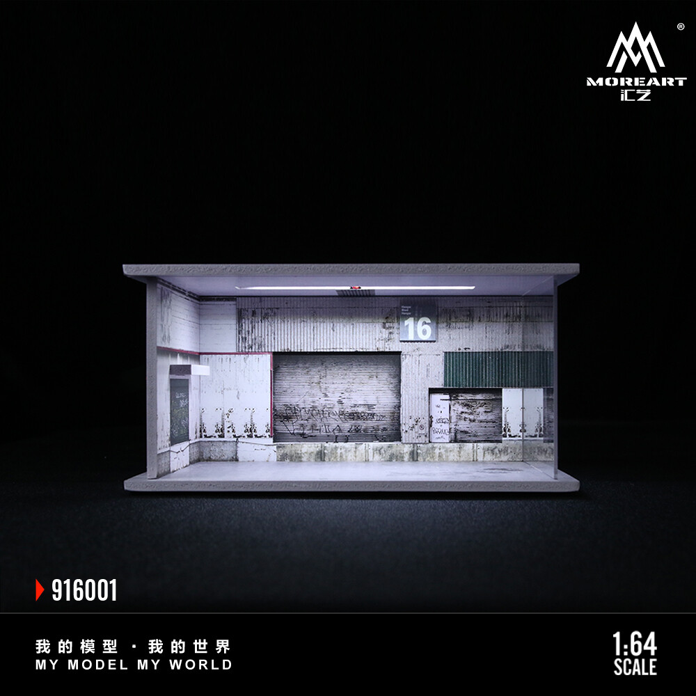 Diorama 1/64 Car Garage Model LED Lighting City Car Repair Shop Scene Model Toy