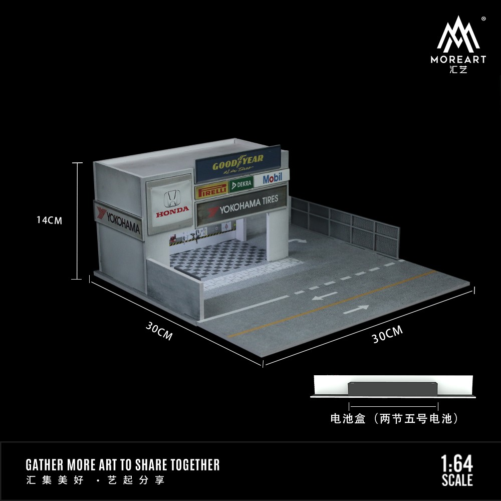 Diorama 1/64 Scale Diecast Car Garage Model LED Street Buildings Scene Gifts US