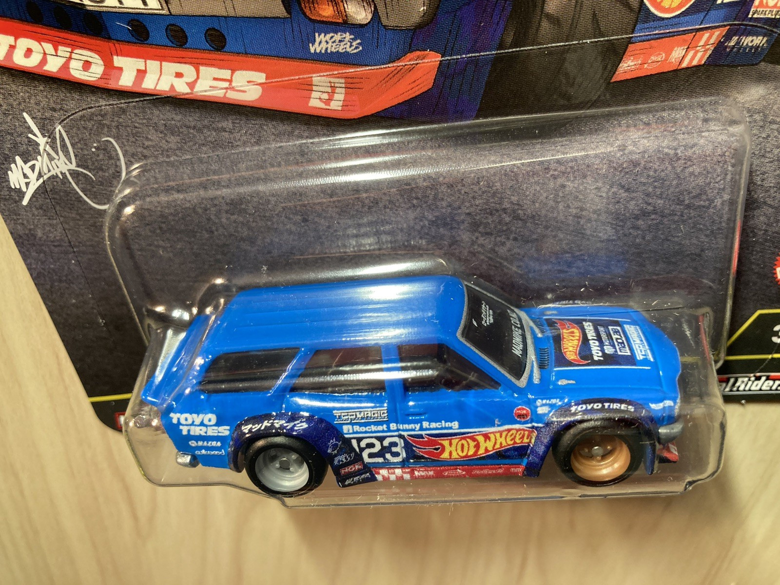 Hot wheels Mad Mike Mazda RX-3 Wagon Ronin Run 2 on Real Riders new on card