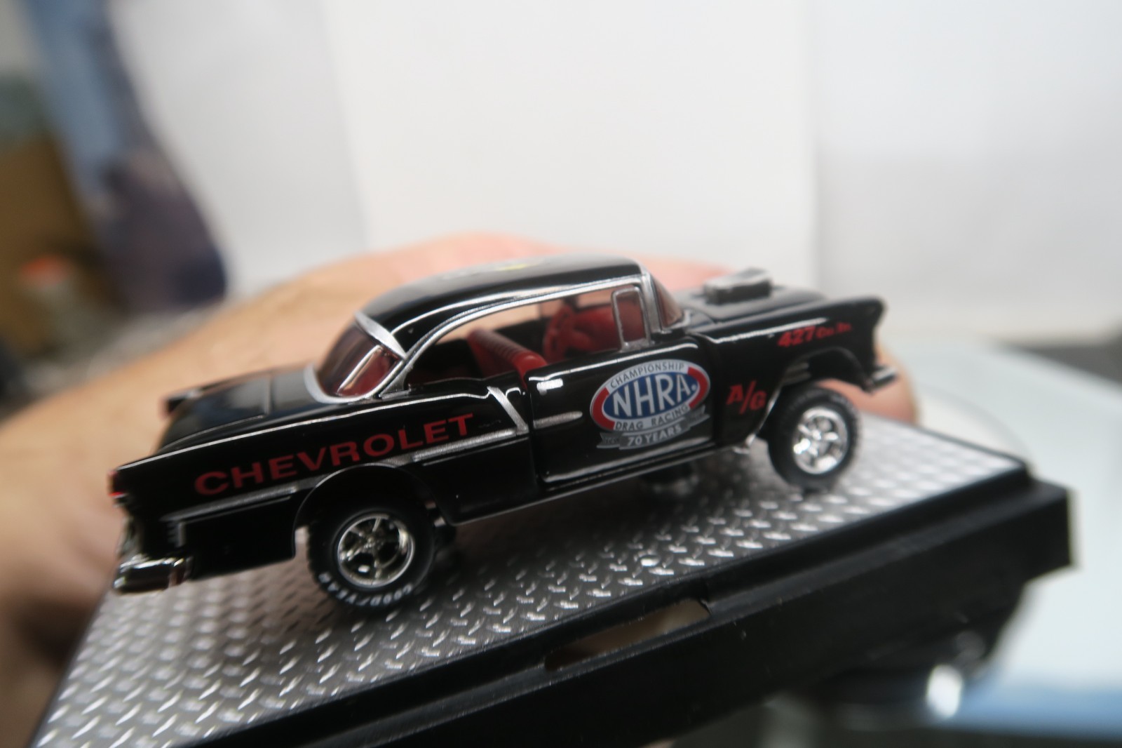 M2 MACHINES 1/64 1955 NHRA CHEVROLET BEL AIR GASSER WMTS16 IN DISPLAY CASE!