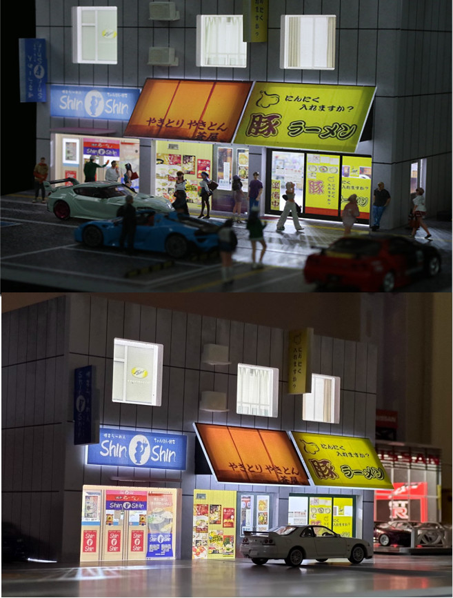 More Art Diorama 1:64 Car Garage Model Lighting Parking Lot Scene Building Model