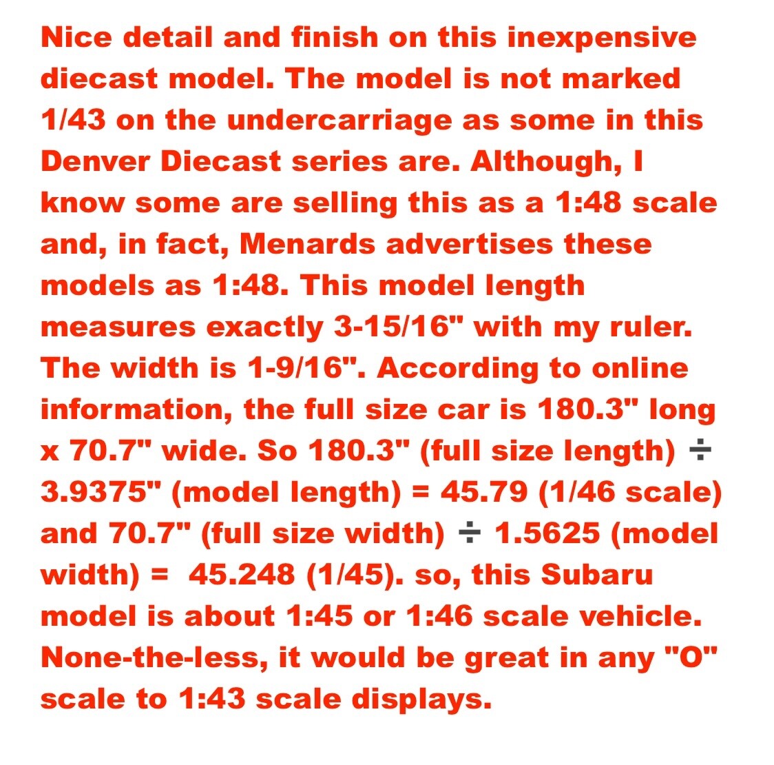 1:46 Denver Die Cast-Menards 2011-2015 Subaru Impreza WRX Yellow – 4 Door Sedan