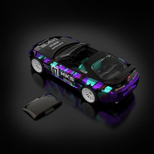 Hot Wheels RLC sELECTIONs 1997 Toyota Supra HKS “oil splash” with Removable Top!
